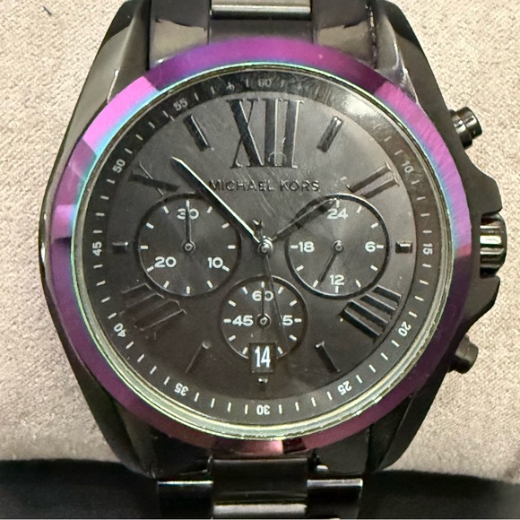MICHAEL KORS MK6444 Bradshaw Chrono Black-tone Iridescent 43mm Women’s Watch - Picture 1 of 16